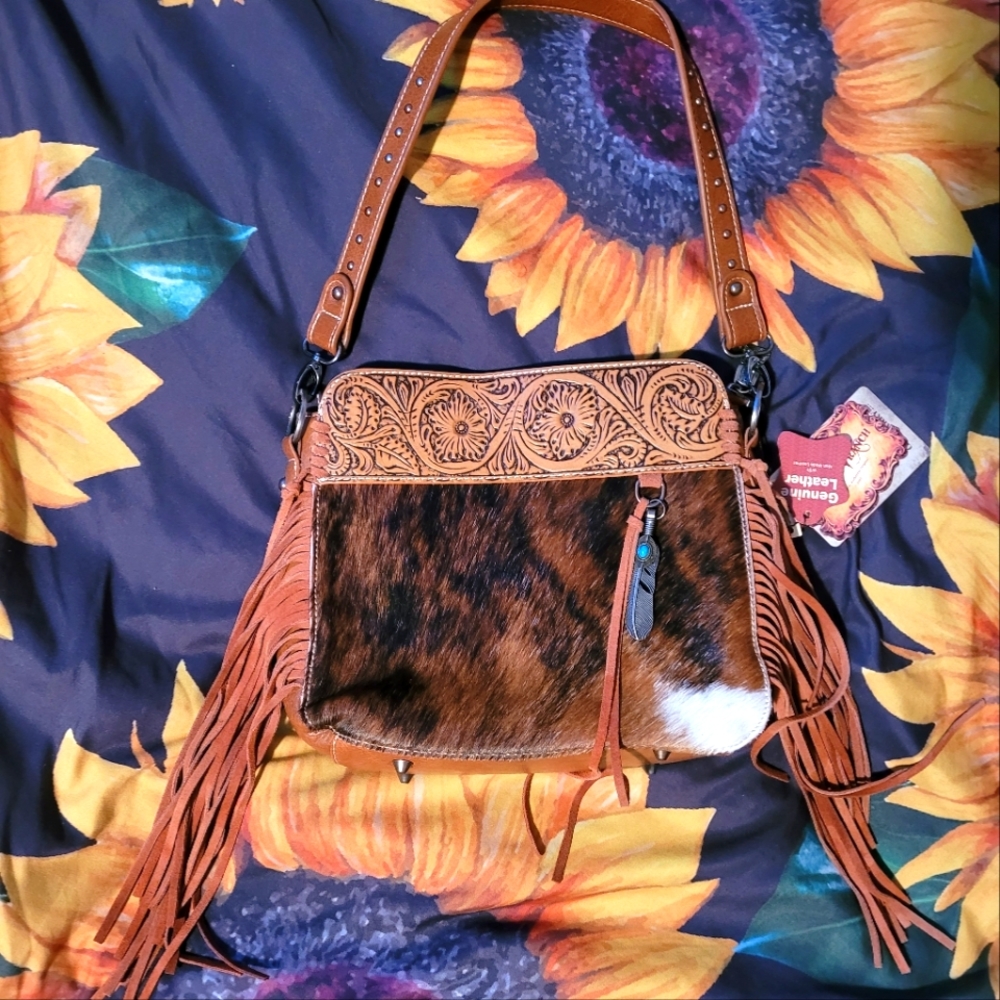 NWT Trinity Ranch Genuine Leather Cowhide Purse Concealed Gun Carry